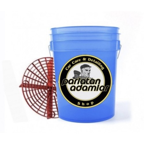 ParlatanAdamlar Transparan Mavi Heavy Work Detaylandırma Kovası 18.9 Litre + Kırmızı Grit Guard